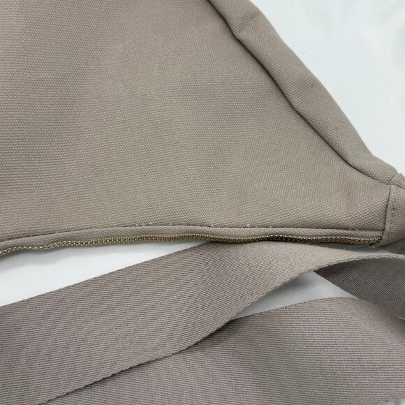 July Everyday Crescent Crossbody Bag in Taupe Beige 100% Cotton Minimalist Style - Picture 9 of 16